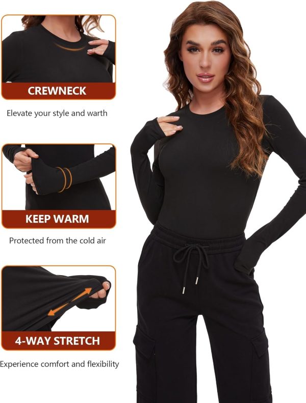 4 Pack Women’s Thermal Shirts, Women Fleece Lined Compression Long Sleeve - Image 3