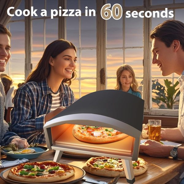 Uniflasy 12" Portable Propane Gas Pizza Oven - 3-Layer Design for Superior - Image 6