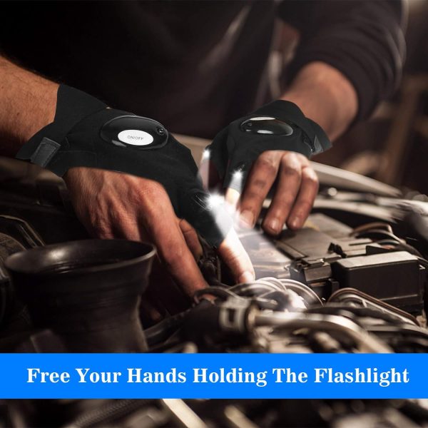 LED Flashlight Gloves, Stocking Stuffers Gifts for Men Dad Him, Christmas - Image 3