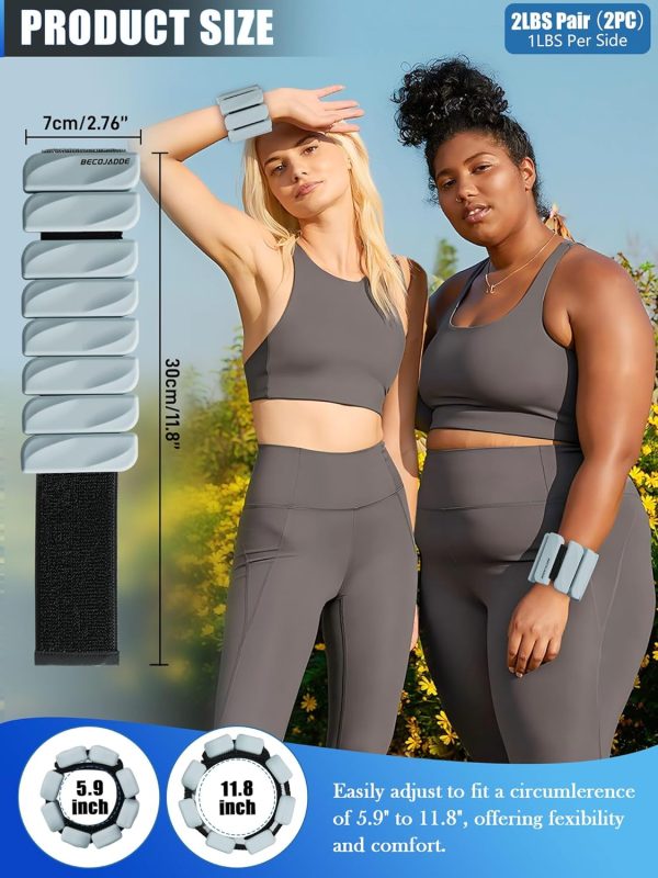 Ankle Weights for Women Men Adjustable 1LB Wrist Weights Bracelet Set of 2 - Image 3