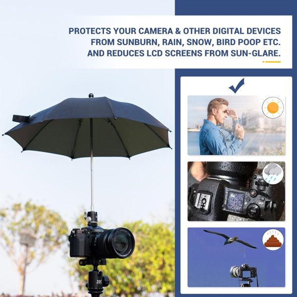 3 Level Height Adjustable Camera Hot Shoe Umbrella, Upgrade Camera Rain - Image 5