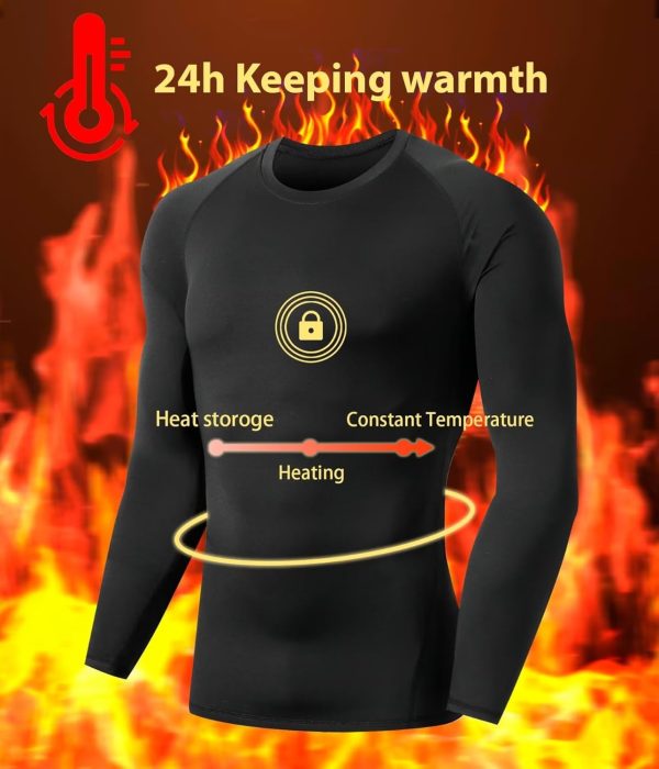 5 or 4 Pack Men's Thermal Compression Shirt Fleece Lined Long Sleeve - Image 3