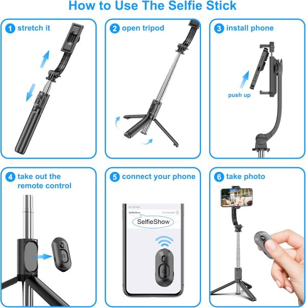SelfieShow Selfie Stick, Extendable Selfie Stick Tripod with Wireless - Image 6