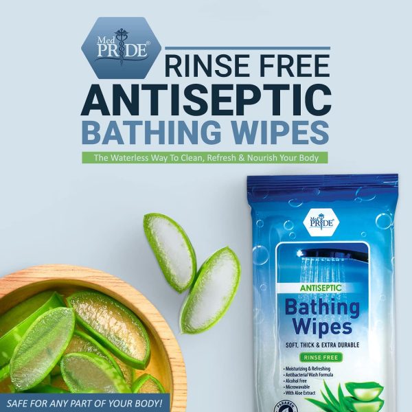MED PRIDE Rinse Free XL Bathing Wipes [12 Packs = 96 Wipes] Soft Thick - Image 5