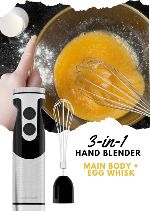 MegaWise Stainless Steel Titanium Reinforced 3-in-1 Immersion Hand Blender, - Image 6