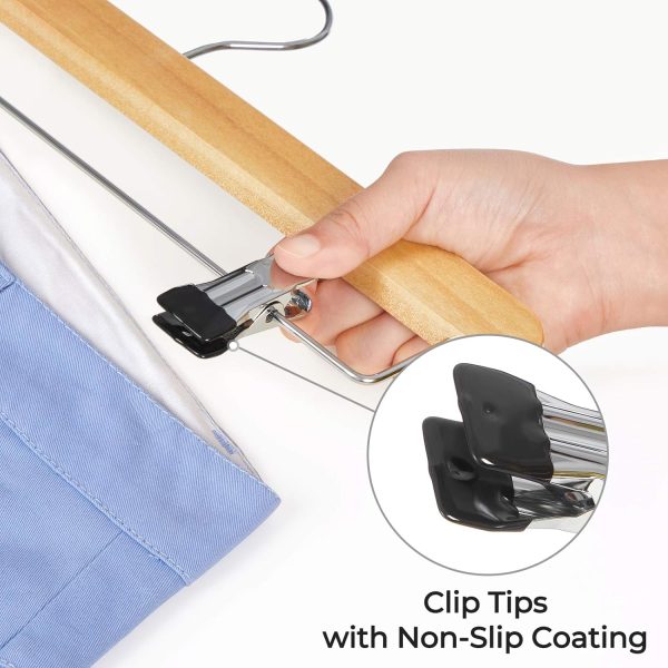 SONGMICS Wooden Pants Hangers 8 Pack, Pants Hangers with Adjustable - Image 4
