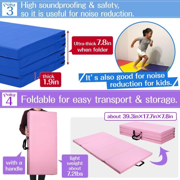 Gymnastics Mat Folding Stretch Mats 71"x39"x2" Exercise Muscle Training - Image 4