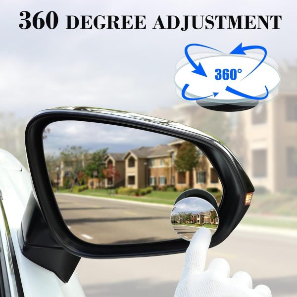 LivTee Blind Spot Mirror, 2" Round HD Glass Frameless Convex Rear View - Image 5