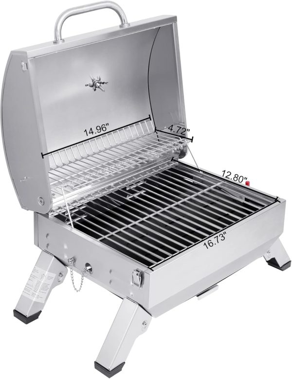 Royal Gourmet GT1001 Stainless Steel Portable Grill, 10000 BTU BBQ Tabletop - Image 4