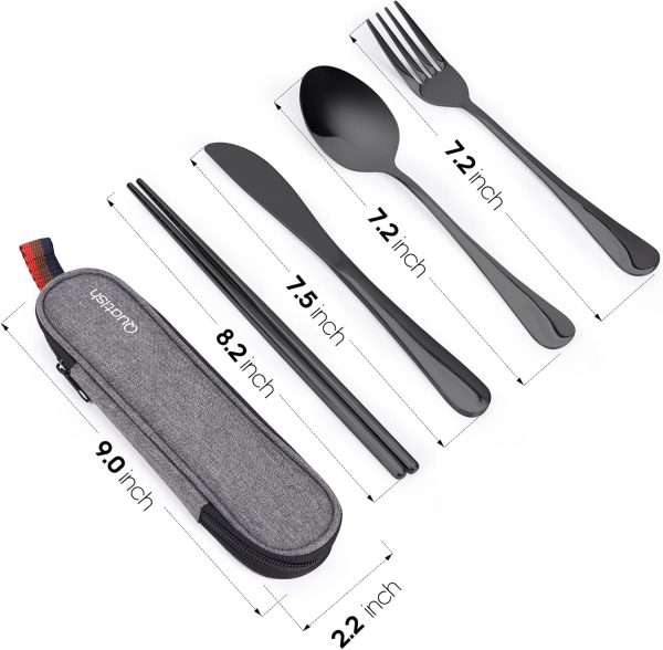 Travel Utensils with Case, Quatish Portable Silverware Set for Work, - Image 7