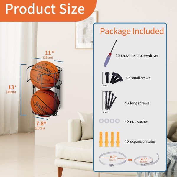 Vertical Ball Rack,Durable Standing Ball Holder Wall Mount, Ball Rack For - Image 4