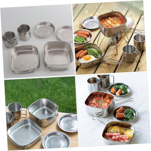 POPETPOP Travel Picnic Cookware Stainless Camping Cookware Non Kitchen - Image 4