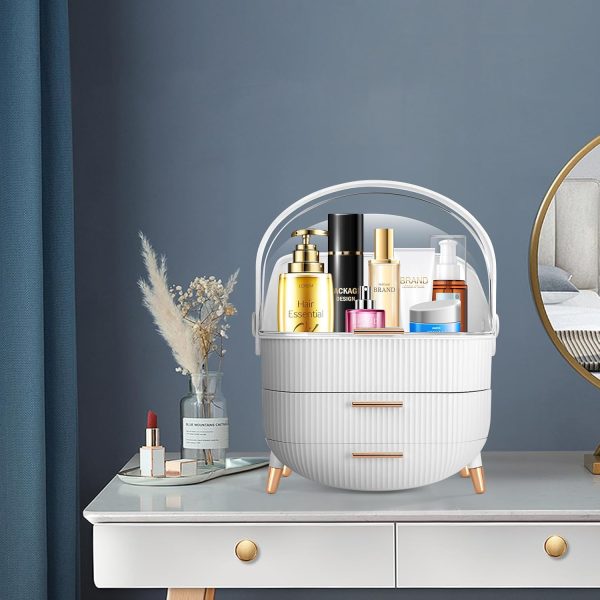 Egg Shape makeup organizer for vanity,portable cosmetics storage box,preppy - Image 7