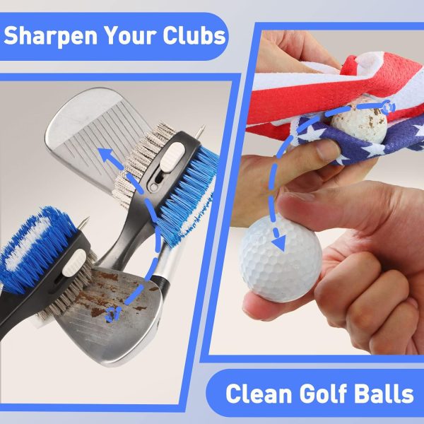 Golf Club Brush and Amercian Flag Golf Towels, Golf Groove Cleaner Cleaning - Image 7