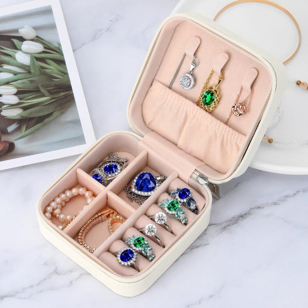 LETURE PU Leather Small Jewelry Box, Travel Portable Jewelry Case for Ring, - Image 4