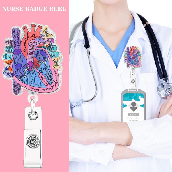 Cardiac Badge Reel Retractable for Nurse, Heart Anatomy Badge Reel Nursing - Image 7