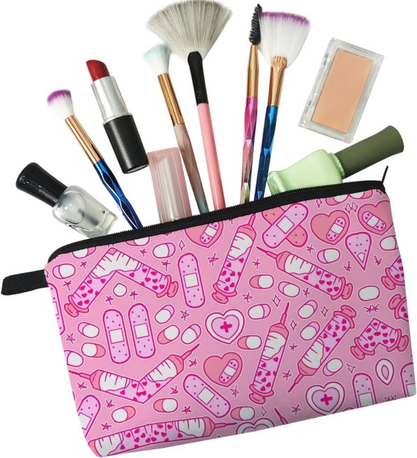 Pink Medical Assistant Cosmetic Bag Cute Makeup Bag Travel Toiletry Zipper - Image 5