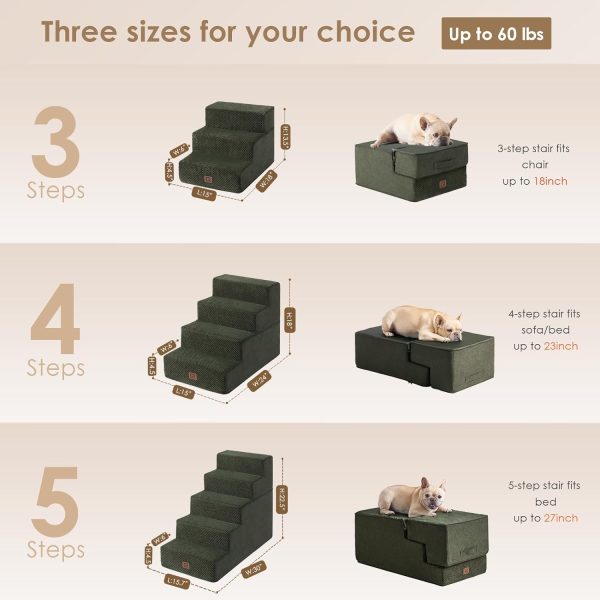 EHEYCIGA Dog Stairs for High Bed 22.5”H, 5-Step Dog Steps for Bed, Pet - Image 2