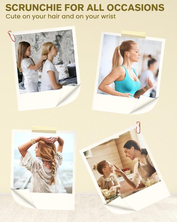 4-Pack Gold Hair Ties - Cute Wrist Bracelet and Practical Elastic Design, - Image 4