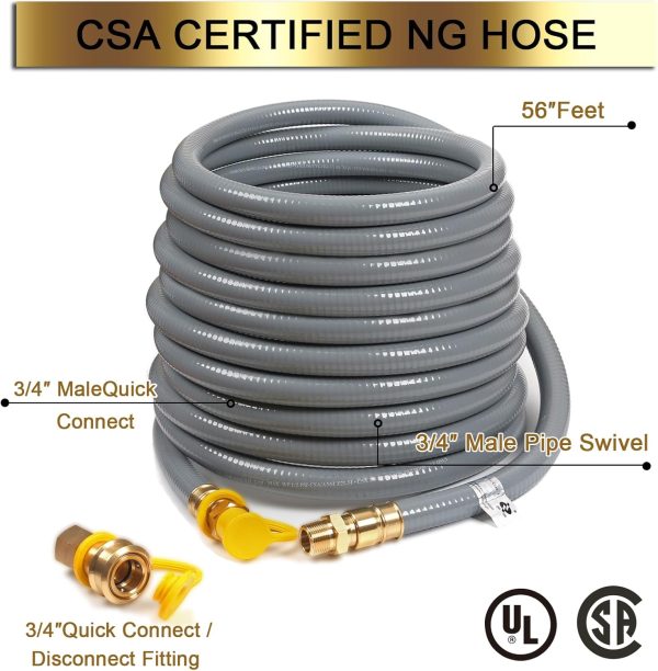 56 Feet 3/4-inch ID Natural Gas Hose with Quick Disconnect Fittings for - Image 2