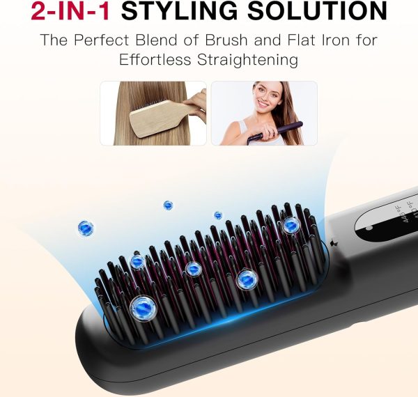 Hair Straightener Brush, Hair Straightening Brush Comb, Negative Ions - Image 8