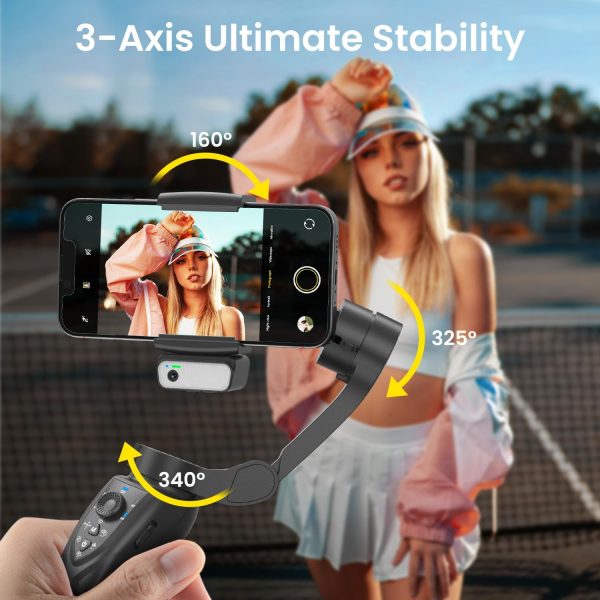 Gimbal Stabilizer for Smartphone, 3-Axis Phone Gimbal Portable and Foldable - Image 2