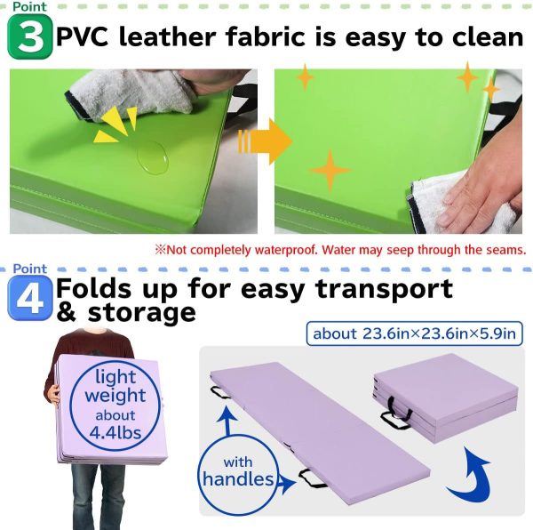 Gymnastics Mat Folding Stretch Mats 71"x24"x2" Exercise Muscle Training - Image 4