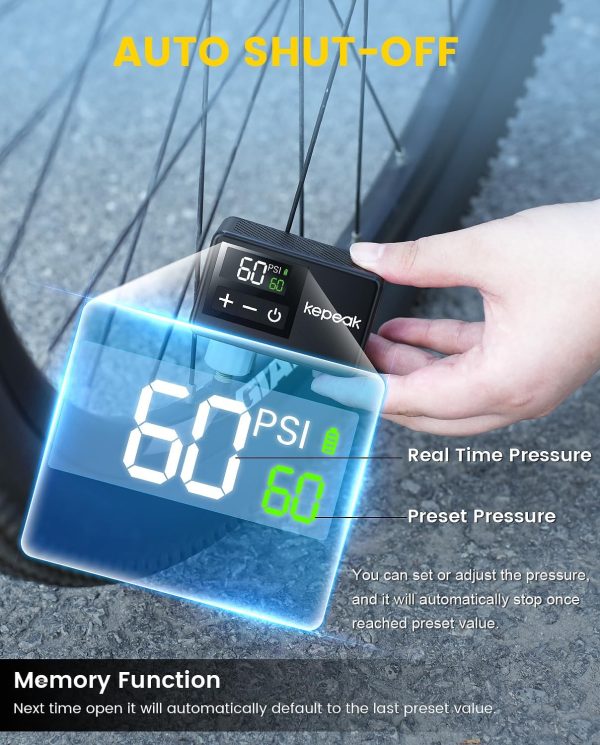 KEPEAK Mini Bike Pump, Bicycle Pump with Digital Pressure Gauge, Portable - Image 4