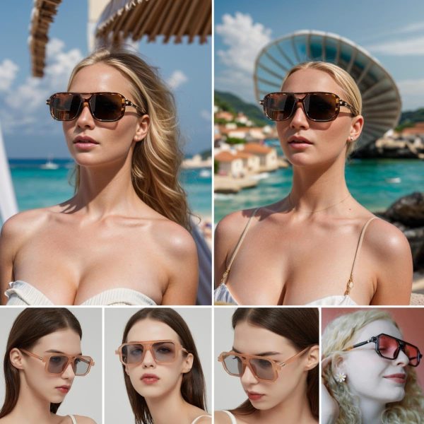 JOVAKIT Retro Aviator Sunglasses for Women Men Fashion Rectangle Sun - Image 4
