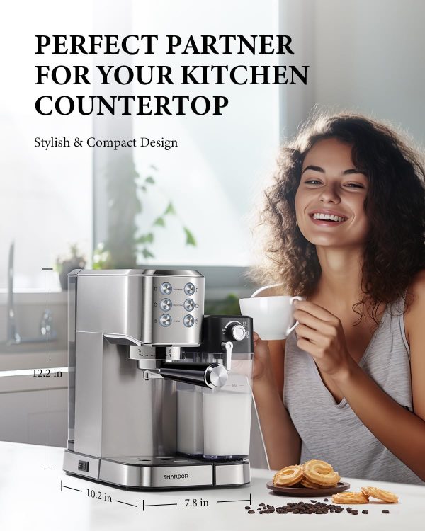 SHARDOR 20 Bar Espresso Machine with Automatic Milk Frother, Cappuccino - Image 7