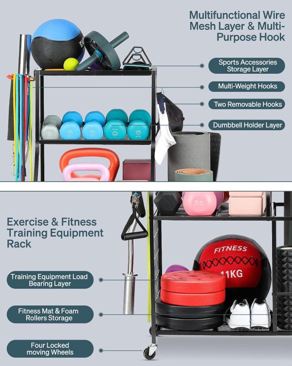 Weight Rack Home Gym Storage, Yoga Mat Storage Rack Workout Equipment - Image 3