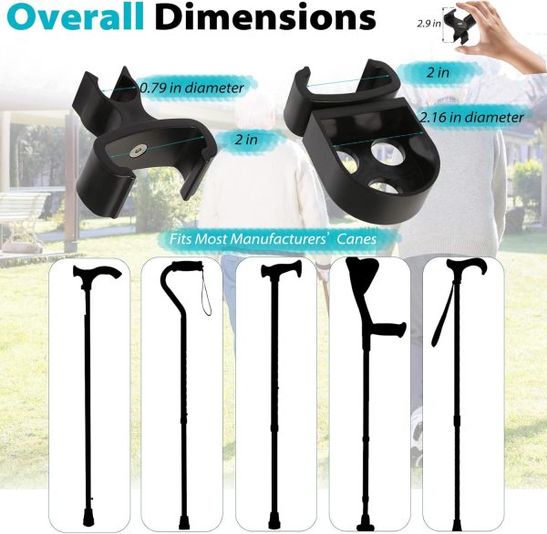 Cane Holder for Nitro Rollators with Flat Frame, Drive Walker Cane Holder, - Image 5
