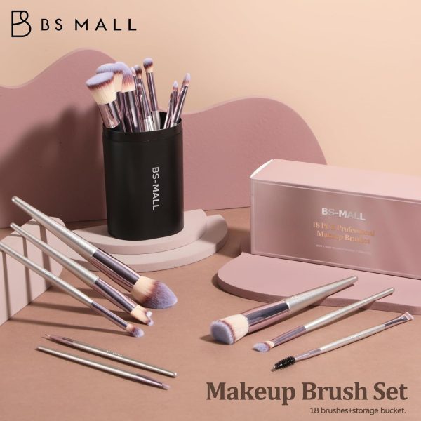 BS-MALL Makeup Brush Set 18 Pcs Premium Synthetic Foundation Powder - Image 6