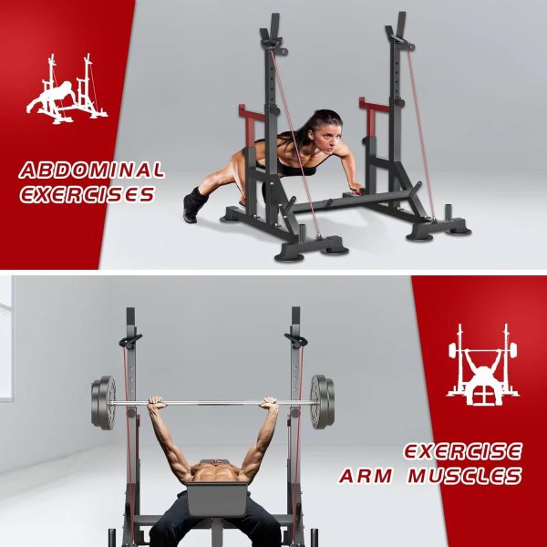 Adjustable Squat Rack, FONBEAR Multi-Function Barbell Rack, 600 LBS Bench - Image 6