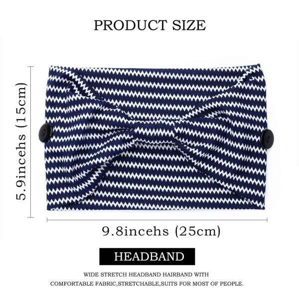 Olbye Nurse Headbands with Buttons for Mask Wide Boho Head Bands Knotted - Image 4