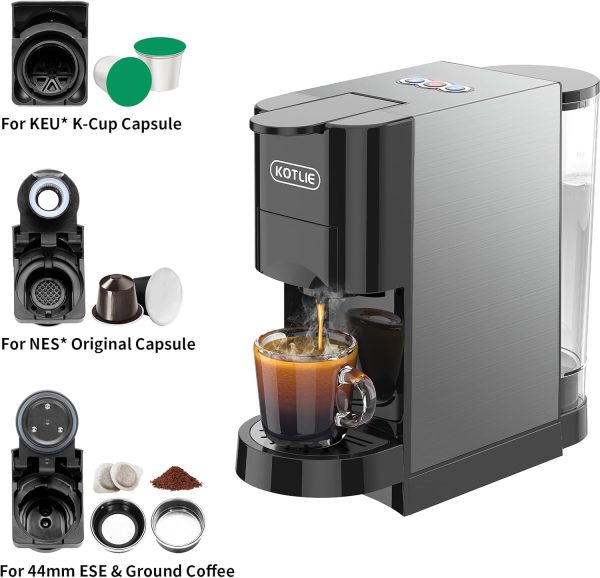 KOTLIE Single Serve Coffee Maker, 19Bar Espresso Machine, 4in1 Coffee - Image 2
