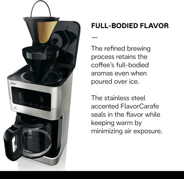 Braun BrewSense 12-Cup Drip Coffee Maker, Stainless Steel - PureFlavor & - Image 4