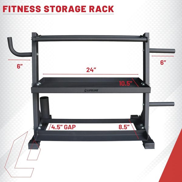 Lifeline Fitness Home Gym 3-Shelf Dumbbell and Kettlebell Storage Rack with - Image 5