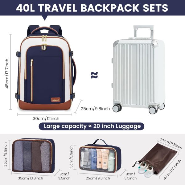 LOVEVOOK Travel Backpack for Women & Men, 40L Carry On Backpack, Personal - Image 2