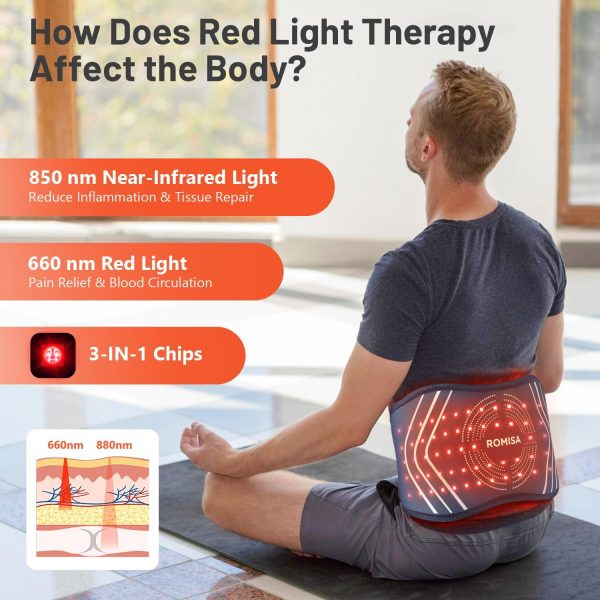 Red Light Therapy Belt & Back Massager for Pain Relief, Infrared Light - Image 3