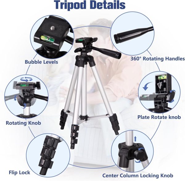 Phone Tripod, Lusweimi 44-inch iPhone Tripod with Phone Holder - Image 3