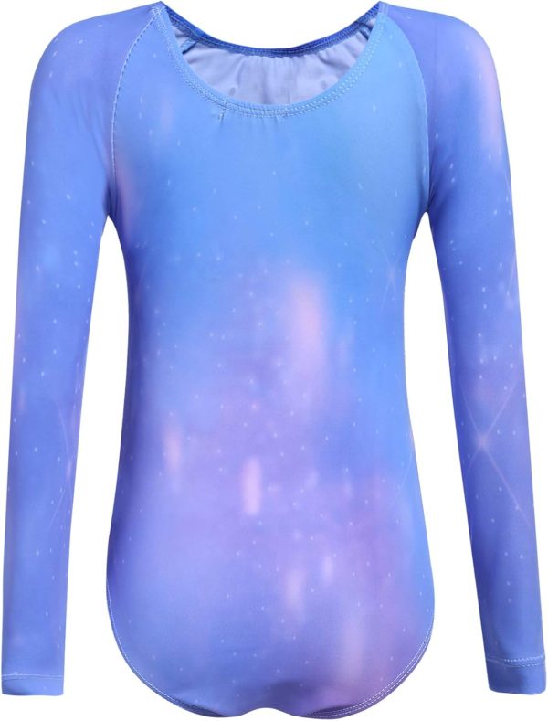 Zaclotre Kid Girls Gymnastic Leotard Long Sleeve Color Gradient Sparkly - Image 3