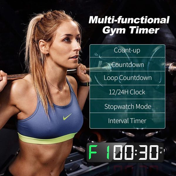 Gym Timer 15" Large LED Display Wall Clock | Interval Workout | Countdown & - Image 3