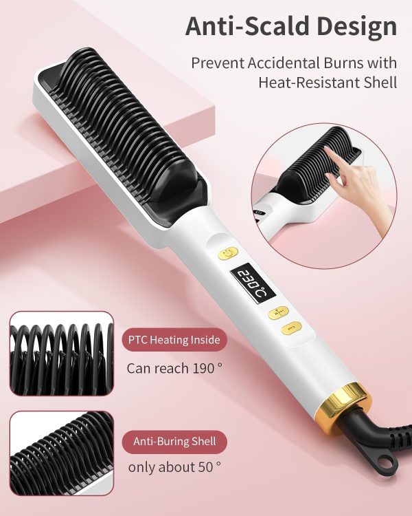 Hair Straightener Brush, Ionic Hair Straightening Brush & Iron Hot Comb - Image 5