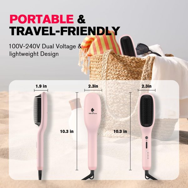 MiroPure Hair Straightener Brush, 10.3 inches x 2.3 inches, Pink, Ceramic, - Image 7