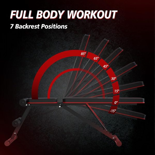 Weight Bench Press, Strength Training Adjustable Workout Benches for Full - Image 2