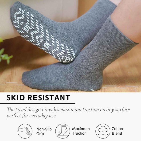 ZAKASA Non Slip Grip Socks - Non Skid Crew Grippy Socks for Men Women Anti - Image 2