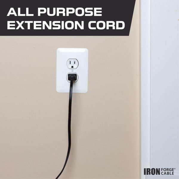 Iron Forge Cable 25 Ft Black Extension Cord 2 Prong with 3 Outlets, 2 Pack, - Image 3