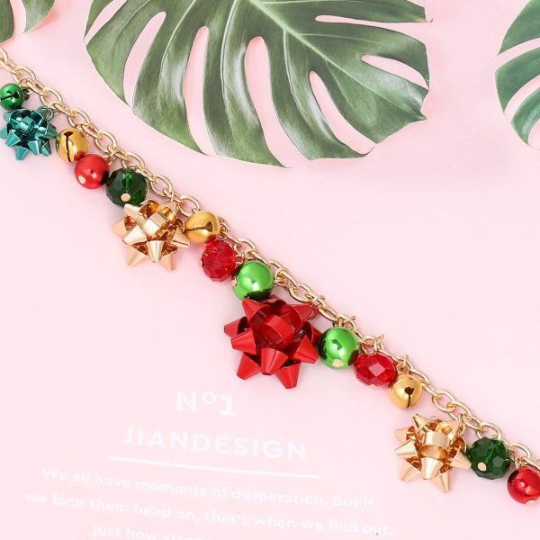 XOCARTIGE Christmas Necklace X-Mas Jingle Bell Necklaces Present Bow - Image 5