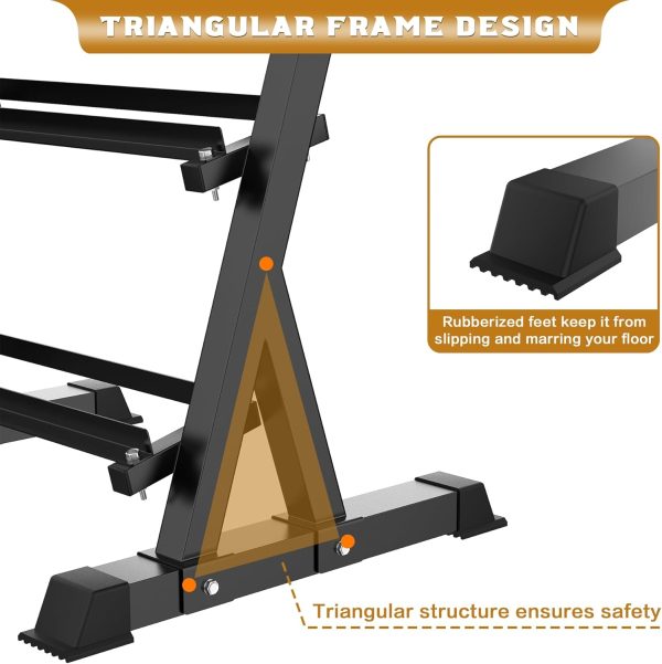 Dumbbell Rack Adjustable 3-Tier Weight Stand Heavy Duty Weight Storage Rack - Image 6